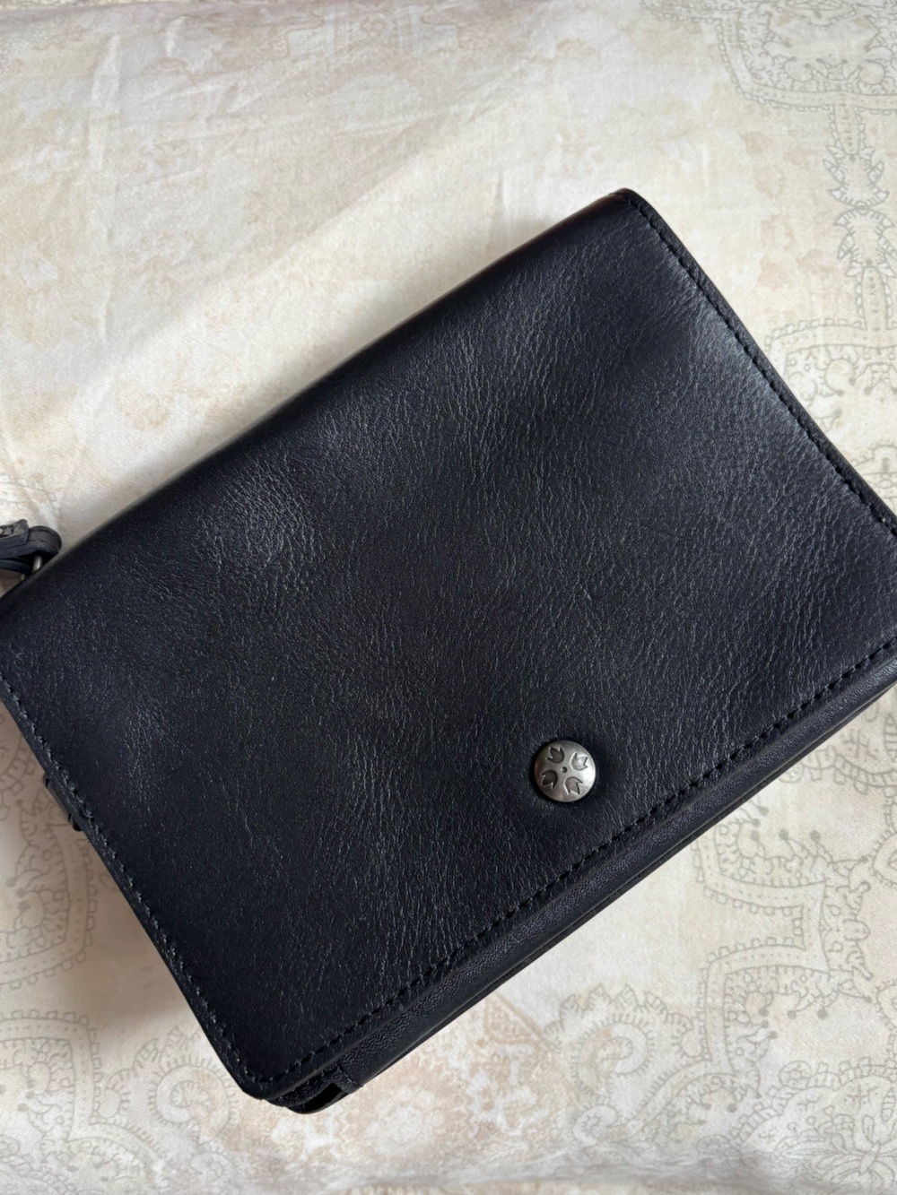 Patricia Nash Black Leather clutch satchel wallet wrist but no crossbody strap